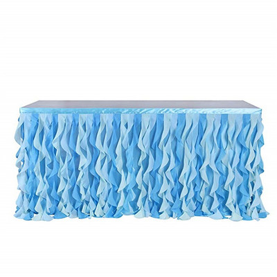 Rankų darbo rožinis banguotas tiulis stalo sijonas vestuviniam desertui Britday vakarėlio stalo dekoras Stalo Signature Namų dekoravimas 185*77cm