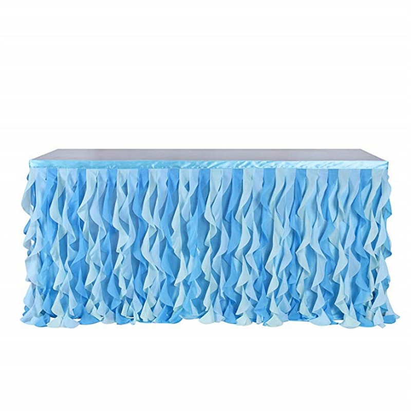 Rankų darbo rožinis banguotas tiulis stalo sijonas vestuviniam desertui Britday vakarėlio stalo dekoras Stalo Signature Namų dekoravimas 185*77cm