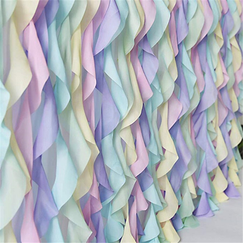 Rankų darbo rožinis banguotas tiulis stalo sijonas vestuviniam desertui Britday vakarėlio stalo dekoras Stalo Signature Namų dekoravimas 185*77cm