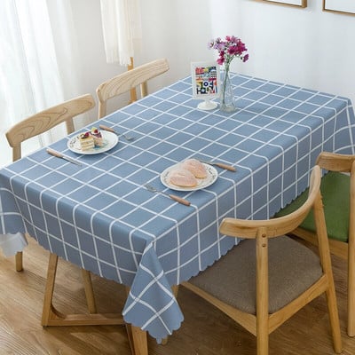 Plastikinė PVC Stora stačiakampė grotelių spausdinta staltiesė, atspari vandeniui, alyvai atspari Namų virtuvės valgomasis Stalo šluostė Degimo kilimėlis Aliejinė audekla