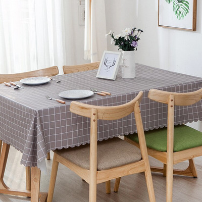 Plastikinė PVC Stora stačiakampė grotelių spausdinta staltiesė, atspari vandeniui, alyvai atspari Namų virtuvės valgomasis Stalo šluostė Degimo kilimėlis Aliejinė audekla