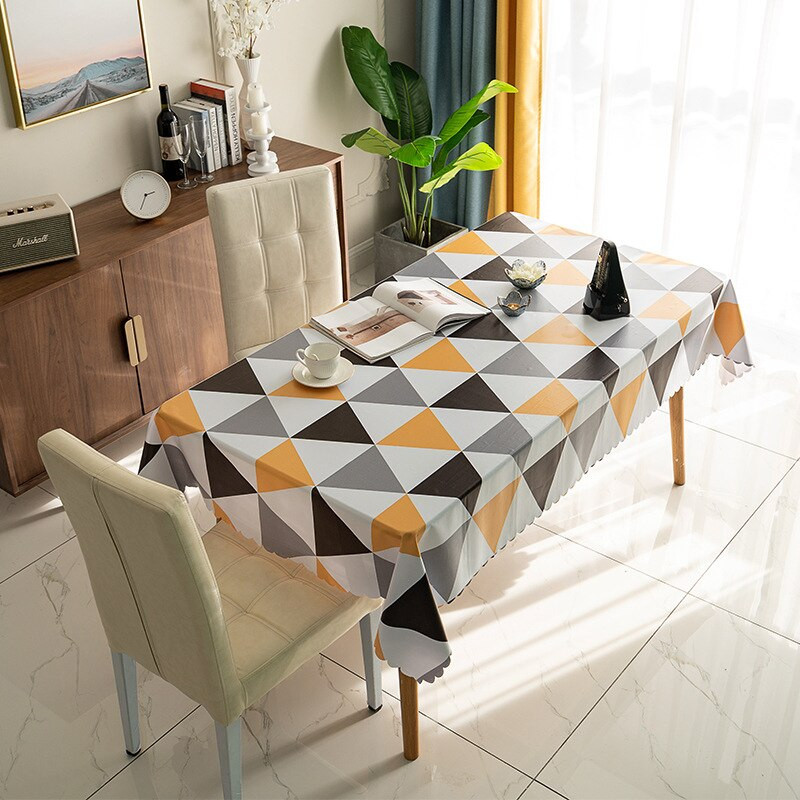 Plastikinė PVC Stora stačiakampė grotelių spausdinta staltiesė, atspari vandeniui, alyvai atspari Namų virtuvės valgomasis Stalo šluostė Degimo kilimėlis Aliejinė audekla