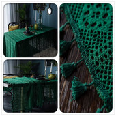 Zöld csipke terítő Kézi horgolt téglalap asztalterítő Kötött étkezőasztal dekoráció Tea terítők Otthoni dekorációs pelenka