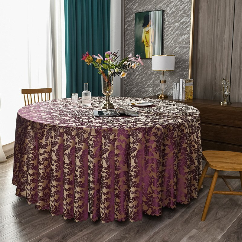Europos žakardo vestuvinio stalo užvalkalas Apvalus stalo audinys Poliesterio stalo skalbiniai Viešbučių banketai Stačiakampio stalo dekoravimo didmeninė prekyba