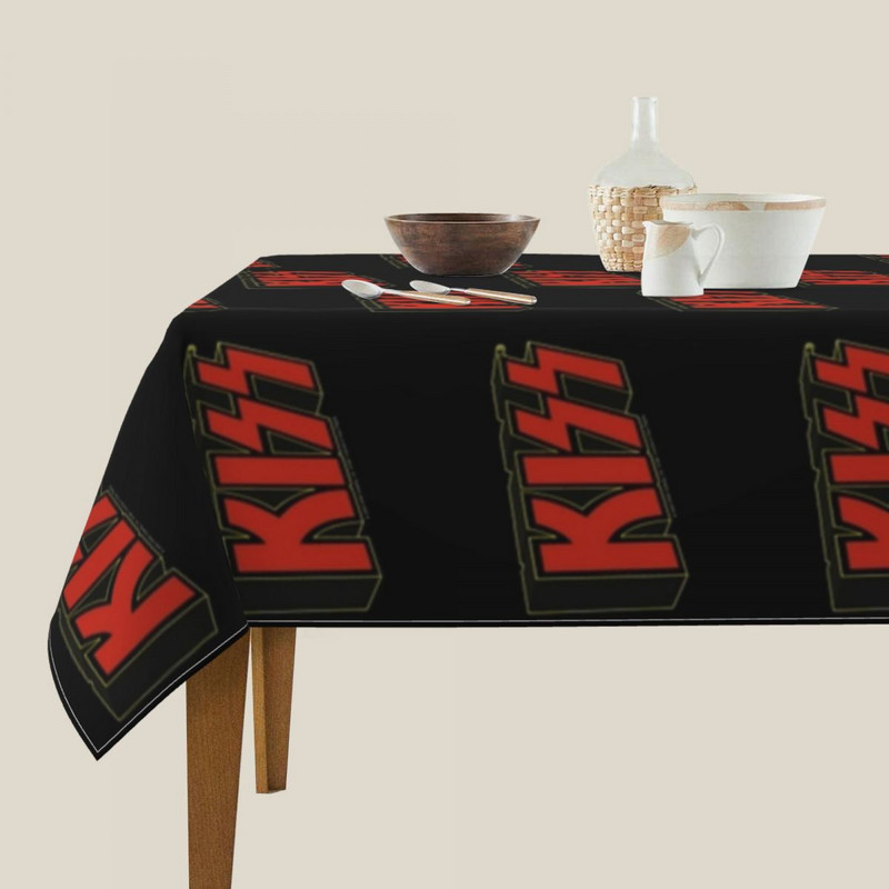 Obrus s červeným logom Kiss Band, moderná potlač, jarný veľkoobchodný ochranný polyesterový obrus