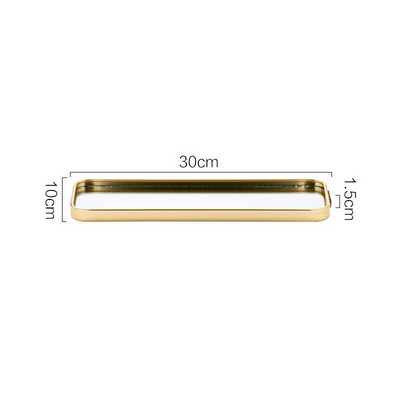 Golden Stroke Ovală Tavă cu oglindă Nordic Modern Proces de galvanizare Bijuterii din metal Depozitare cosmetice Decorare camera de zi C29