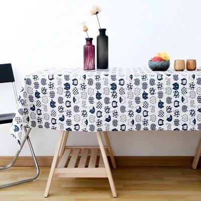 Újévi karácsonyi terítők Retro kockás pamut vászon szövet Kerek huzattörölköző Nordic Háztartási Négyszögletű bankett parti