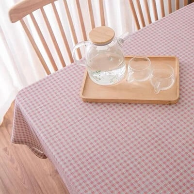 Újévi karácsonyi terítők Retro kockás pamut vászon szövet Kerek huzattörölköző Nordic Háztartási Négyszögletű bankett parti