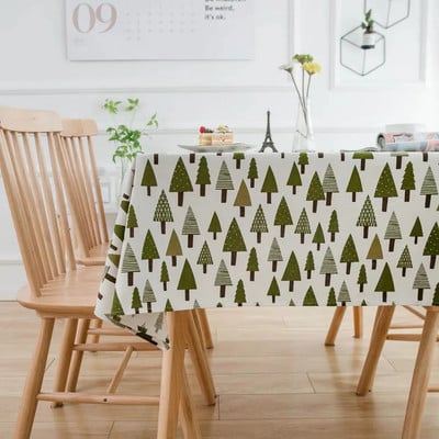 Újévi karácsonyi terítők Retro kockás pamut vászon szövet Kerek huzattörölköző Nordic Háztartási Négyszögletű bankett parti