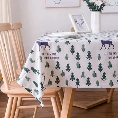 Újévi karácsonyi terítők Retro kockás pamut vászon szövet Kerek huzattörölköző Nordic Háztartási Négyszögletű bankett parti