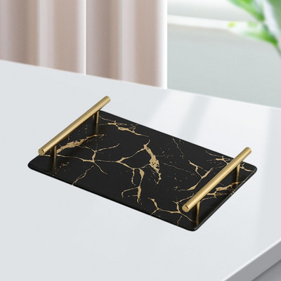 Márvány textúrájú tálalótálca Könnyen tisztítható kerámia smink ékszertároló nappali dekorációhoz konyhai étkészlet