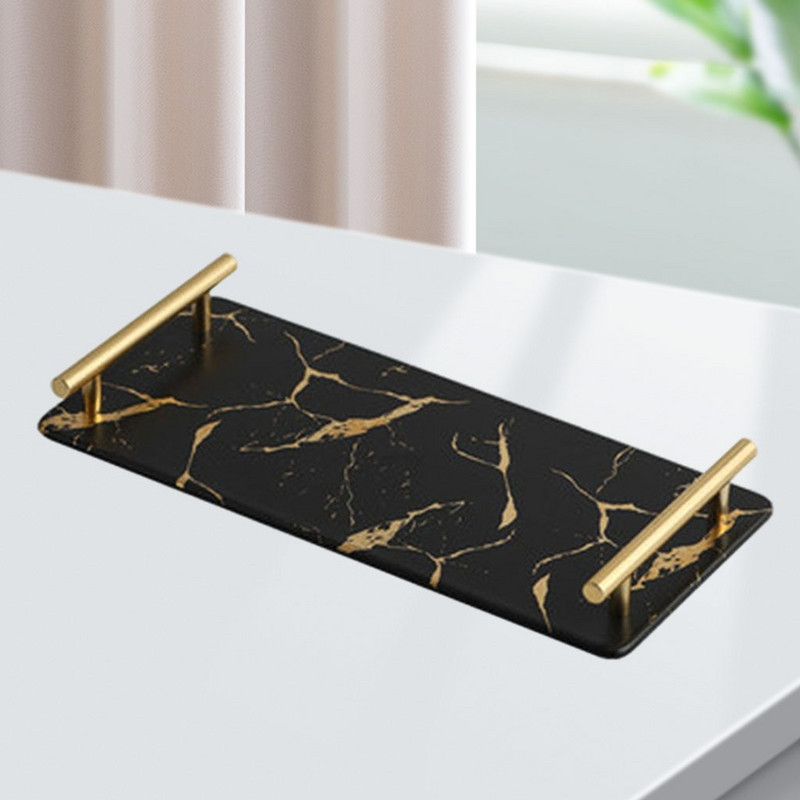 Márvány textúrájú tálalótálca Könnyen tisztítható kerámia smink ékszertároló nappali dekorációhoz konyhai étkészlet
