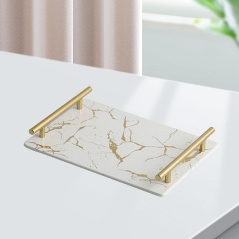 Márvány textúrájú tálalótálca Könnyen tisztítható kerámia smink ékszertároló nappali dekorációhoz konyhai étkészlet
