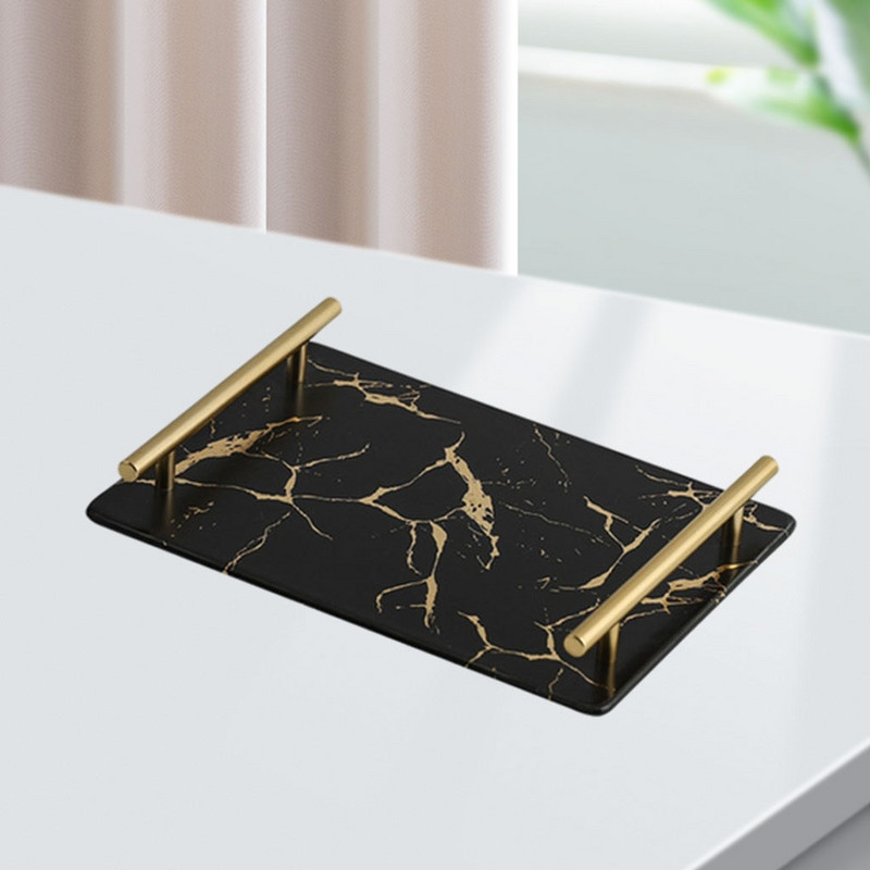 Márvány textúrájú tálalótálca Könnyen tisztítható kerámia smink ékszertároló nappali dekorációhoz konyhai étkészlet
