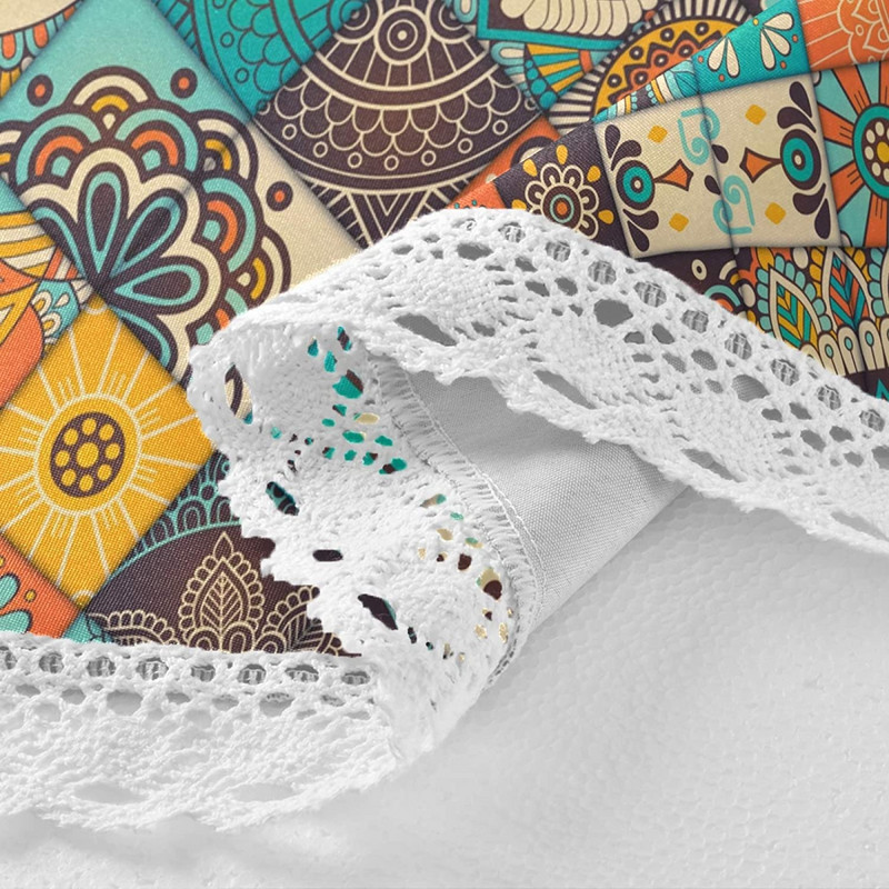 Bohemian Mexican Talavera Okrugli stolnjak Vodootporan i otporan na mrlje Poliesterski stolnjak za kućnu kuhinju blagovaonice