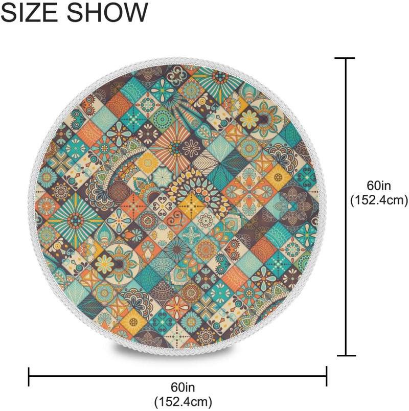 Bohemian Mexican Talavera Okrugli stolnjak Vodootporan i otporan na mrlje Poliesterski stolnjak za kućnu kuhinju blagovaonice