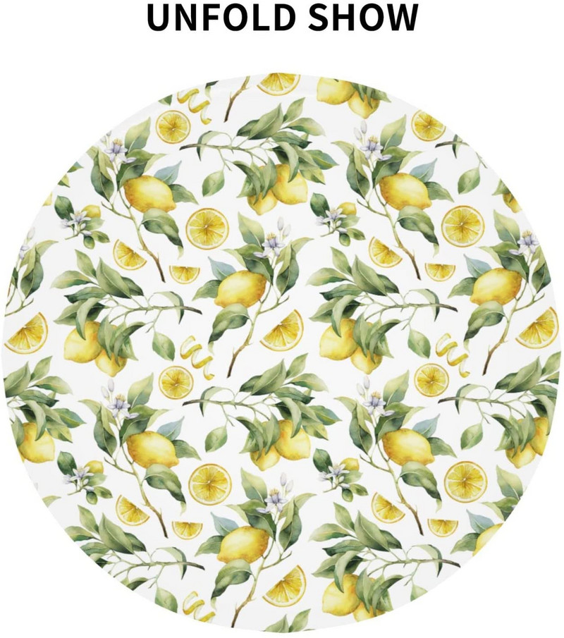 Citrininė staltiesė apvali 60 colių retro akvarelė citrinos geltonos baltos spalvos dekoratyvinė staltiesė, atspari dulkėms, raukšlėms