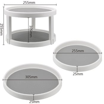 Κουζίνα Spinning Organizer Περιστρεφόμενος δίσκος 2 επιπέδων ράφι μπαχαρικών στρογγυλό ράφι Ράφια αποθήκευσης καρυκευμάτων Πικάπ ντουλάπι τροφίμων