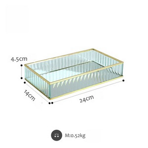 Stiklinis veidrodinis padėklas Auksinis/smulkintas/juodas metalinis kraštas raudono vyno lėkštės dekoravimas laikymo padėklai Tortų įrankiai Namų dekoras Modernūs laikymo padėklai