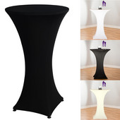 Aukštos kokybės kokteilių stalo užvalkalas Spandex Lycra Vestuvių vakarėlio stalo užtiesalai Audiniai renginiams Balta juoda apvali staltiesė