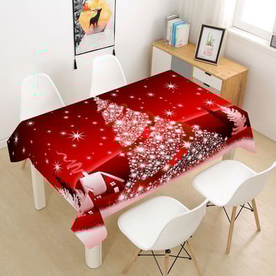 Kalėdinė staltiesė Didelė 3D raudona staltiesės dangos audinys kavos vakarėliui Svetainės valgomojo stalų apdaila Stačiakampio formos Nauja