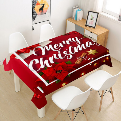 Kalėdinė staltiesė Didelė 3D raudona staltiesės dangos audinys kavos vakarėliui Svetainės valgomojo stalų apdaila Stačiakampio formos Nauja