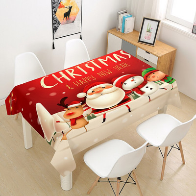 Kalėdinė staltiesė Didelė 3D raudona staltiesės dangos audinys kavos vakarėliui Svetainės valgomojo stalų apdaila Stačiakampio formos Nauja