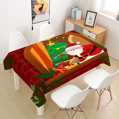 Kalėdinė staltiesė Didelė 3D raudona staltiesės dangos audinys kavos vakarėliui Svetainės valgomojo stalų apdaila Stačiakampio formos Nauja