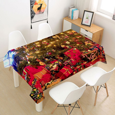 Kalėdinė staltiesė Didelė 3D raudona staltiesės dangos audinys kavos vakarėliui Svetainės valgomojo stalų apdaila Stačiakampio formos Nauja