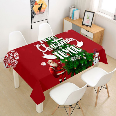 Kalėdinė staltiesė Didelė 3D raudona staltiesės dangos audinys kavos vakarėliui Svetainės valgomojo stalų apdaila Stačiakampio formos Nauja