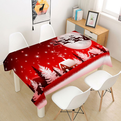 Kalėdinė staltiesė Didelė 3D raudona staltiesės dangos audinys kavos vakarėliui Svetainės valgomojo stalų apdaila Stačiakampio formos Nauja