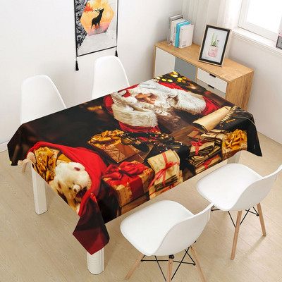 Kalėdinė staltiesė Didelė 3D raudona staltiesės dangos audinys kavos vakarėliui Svetainės valgomojo stalų apdaila Stačiakampio formos Nauja