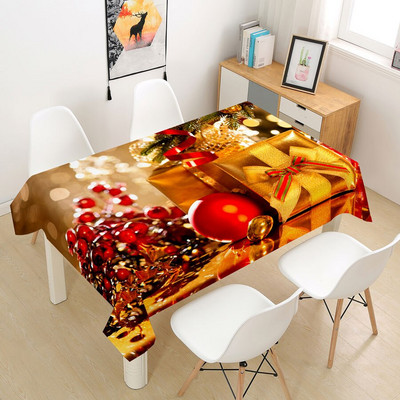 Kalėdinė staltiesė Didelė 3D raudona staltiesės dangos audinys kavos vakarėliui Svetainės valgomojo stalų apdaila Stačiakampio formos Nauja