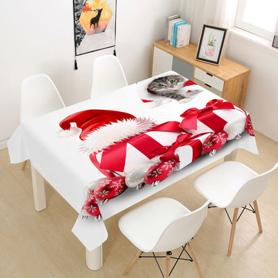 Kalėdinė staltiesė Didelė 3D raudona staltiesės dangos audinys kavos vakarėliui Svetainės valgomojo stalų apdaila Stačiakampio formos Nauja