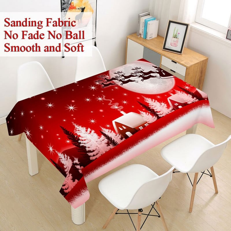Kalėdinė staltiesė Didelė 3D raudona staltiesės dangos audinys kavos vakarėliui Svetainės valgomojo stalų apdaila Stačiakampio formos Nauja
