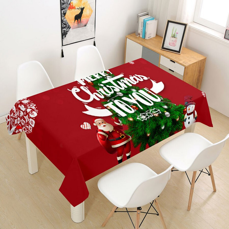 Kalėdinė staltiesė Didelė 3D raudona staltiesės dangos audinys kavos vakarėliui Svetainės valgomojo stalų apdaila Stačiakampio formos Nauja