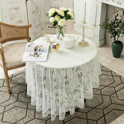 150CM francuski okrugli stolnjaci Vintage bijeli/crni stolnjak Dekoracija vjenčanja Jacquard čipkani stolnjak Pokrivač za blagovaonski stol