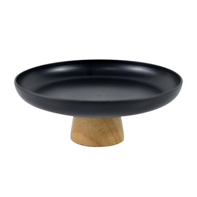 50 LB Arbatos Maisto indas Gėrimų lėkštė Papuošalų dėklas su mediniu pagrindu Stalinis laikymo padėklas Apvalus serviravimo padėklas Virtuvė Pradžia