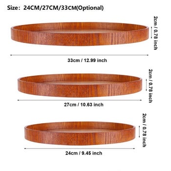 Στρογγυλός φυσικός ξύλινος δίσκος τσαγιού Δίσκος σερβιρίσματος σιτηρών Ξύλινος πιάτο τσαγιού φαγητού Πιάτα Νερό Πιατέλα ποτών Φαγητό Μπαμπού Ορθογώνιο