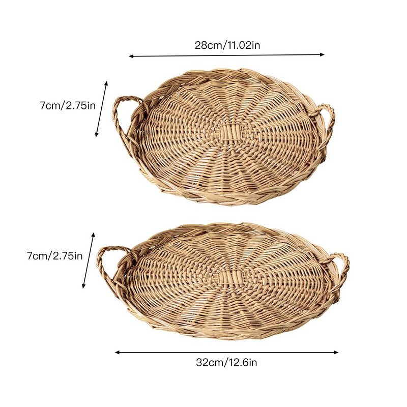 Duona Vaisiai Rotango laikymo padėklas Laikymo krepšelis Apvalus laikymo krepšelis Dėklas Pinti krepšelis Maisto pusryčių ekranas Klasikinė maisto keptuvė