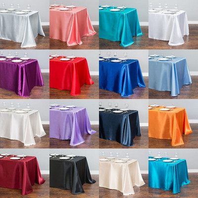Fehér szatén terítő 140 cm x 250 cm téglalap terítő nagykereskedelmi asztalterítő esküvői rendezvényekre, szállodai dekorációra