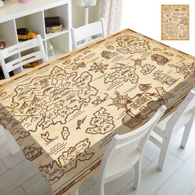 Vintage stari papir Gusarska karta blaga Kuhinjski blagovaonski dekor Grunge Karta blaga Stolnjak za zabavu Stolnjak Pravokutnik Kvadrat