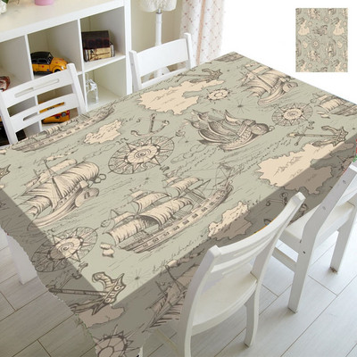 Vintage stari papir Gusarska karta blaga Kuhinjski blagovaonski dekor Grunge Karta blaga Stolnjak za zabavu Stolnjak Pravokutnik Kvadrat