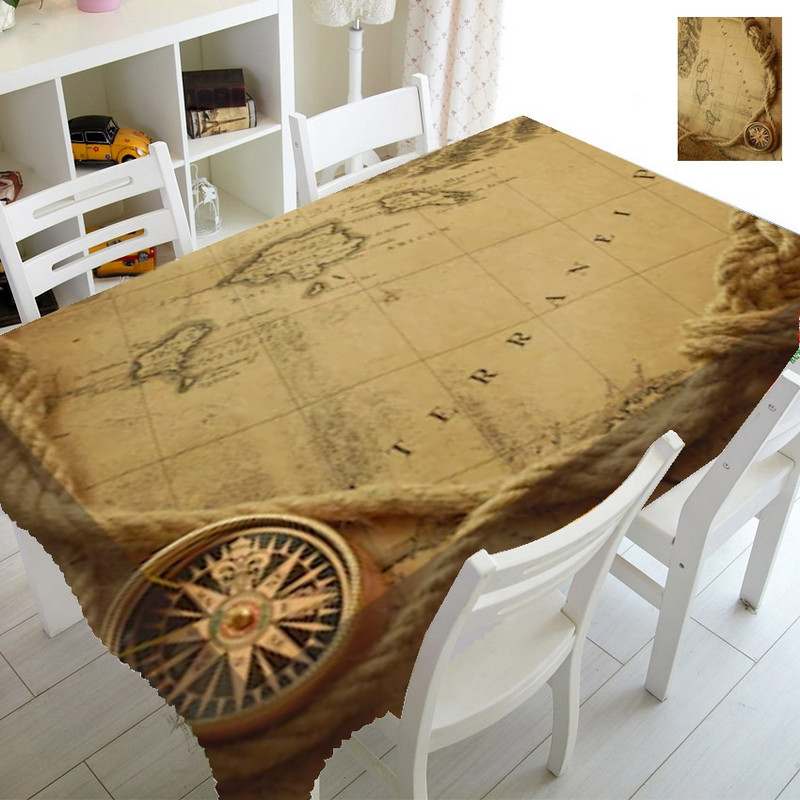 Vintage stari papir Gusarska karta blaga Kuhinjski blagovaonski dekor Grunge Karta blaga Stolnjak za zabavu Stolnjak Pravokutnik Kvadrat