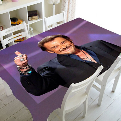 Cool Johnny Hallyday obrus, obrusy, obdĺžnikový štvorcový obrus, polyesterové obaly na TV, párty dekorácie do domácnosti, darček 140x200