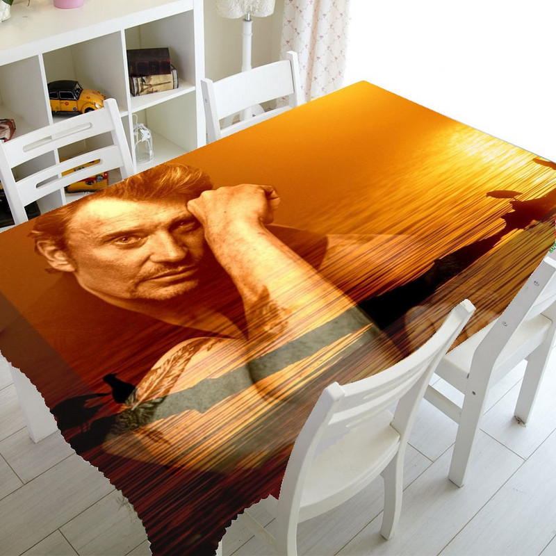 Cool Johnny Hallyday obrus, obrusy, obdĺžnikový štvorcový obrus, polyesterové obaly na TV, párty dekorácie do domácnosti, darček 140x200