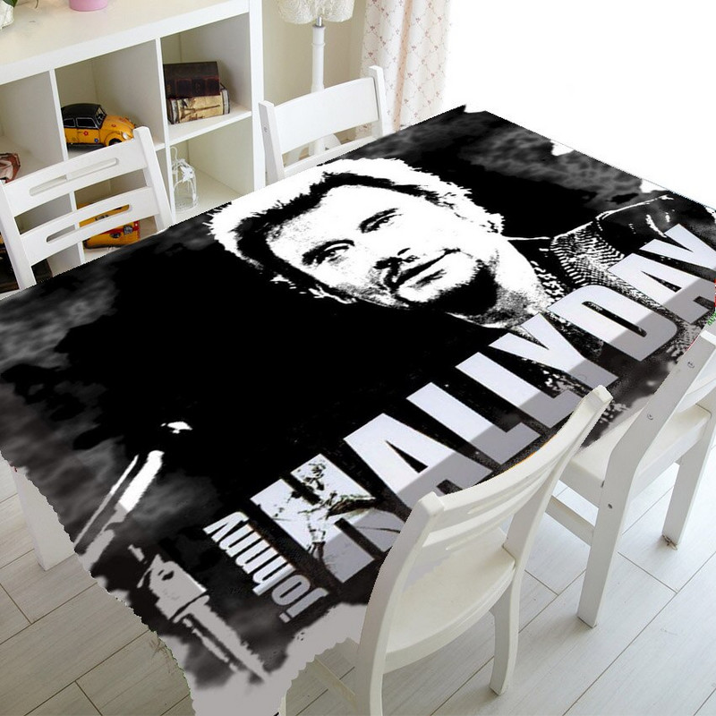 Cool Johnny Hallyday obrus, obrusy, obdĺžnikový štvorcový obrus, polyesterové obaly na TV, párty dekorácie do domácnosti, darček 140x200