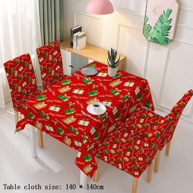 2022 Nou Decoratiuni de Crăciun la modă fierbinte Moș Crăciun față de masă/husă pentru scaune impermeabilă dreptunghiulară rezistentă la praf