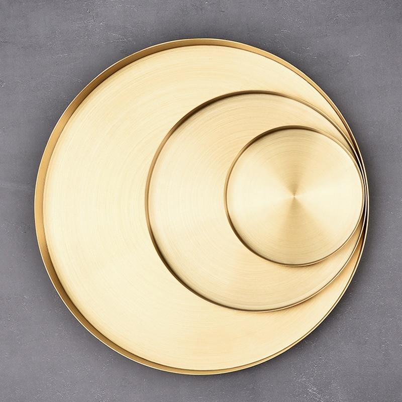 Organizator de depozitare decorativ modern Tavă Tavă de servire Placi de prezentare din oțel inoxidabil pentru bijuterii Machiaj EL