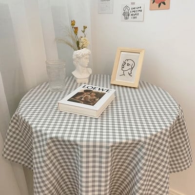 Kórejský obrus, jednoduchý kockovaný obrus, čerstvý toaletný stolík, prachotesná utierka, obdĺžnikové foto pozadie, utierka na domácu dekoráciu
